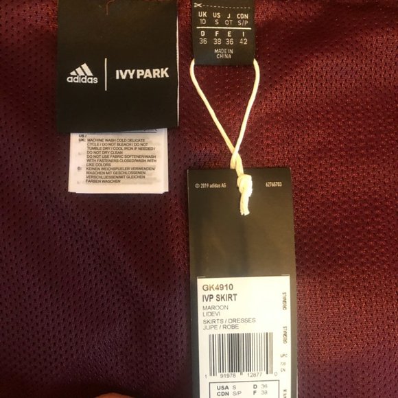 IVY PARK US 10 Adidas Maroon skirt - Picture 2 of 10